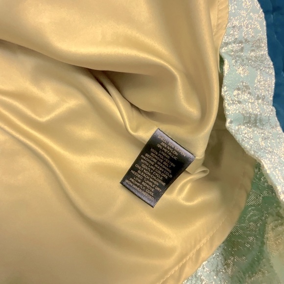 Duro Olowu Gold and Seafoam Green Sparkling Belted Sleeveless Dress Size-2 - Picture 6 of 10